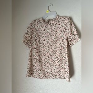 Women’s cream, floral blouse with keyhole back